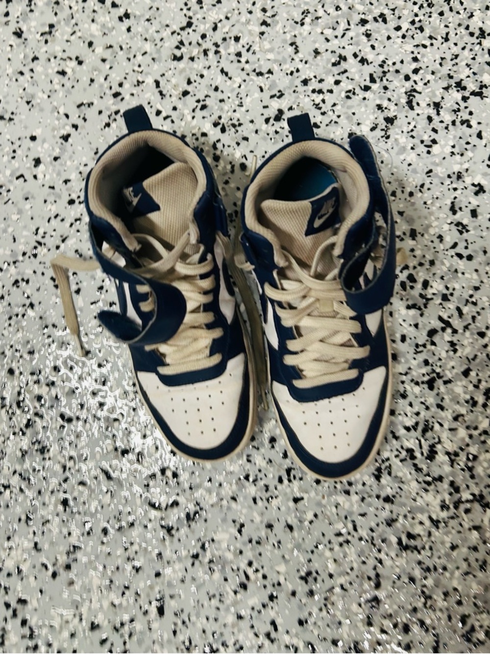 Nike Kids High-Top Sneakers in Navy and White
